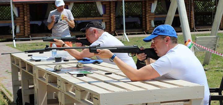 Shooting from a pistol, rifle, crossbow in the "Safari" shooting range in Kharkov