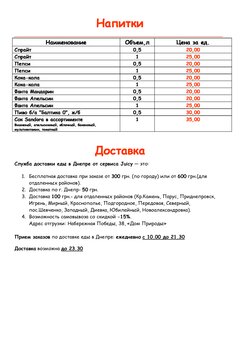 Меню доставки еды Juicy в Днепре 7