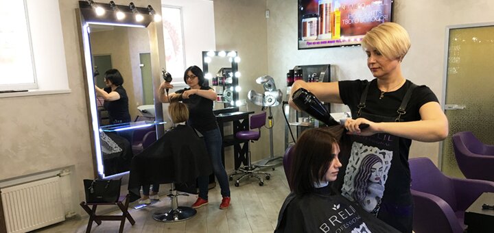 Women's haircut with styling in the salon "Fast Fashion Brelil Professional" at a discount in Kyiv 3