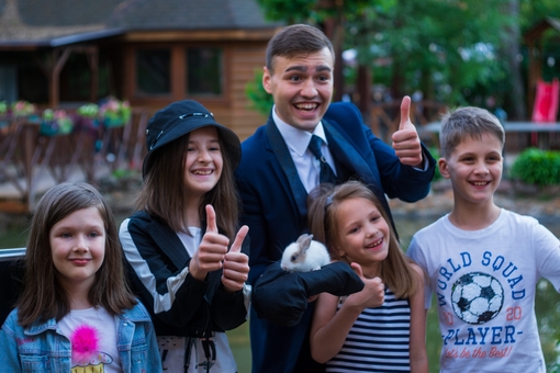 Magician and illusionist Nikolai Usichenko in Kiev. Stock.