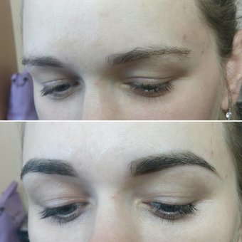 Correction and dyeing of eyebrows by the master Irina Kostenko in Kiev. Sign up for the promotion.