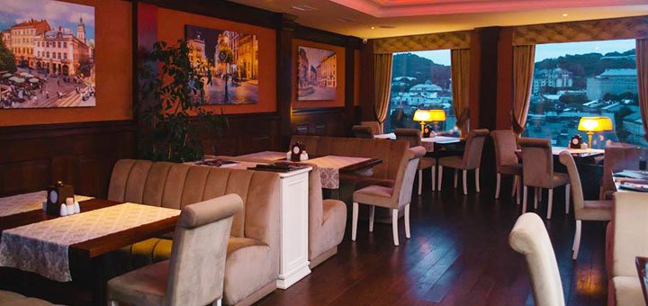 Restaurant at the Eurohotel in Lviv. Order at a discount