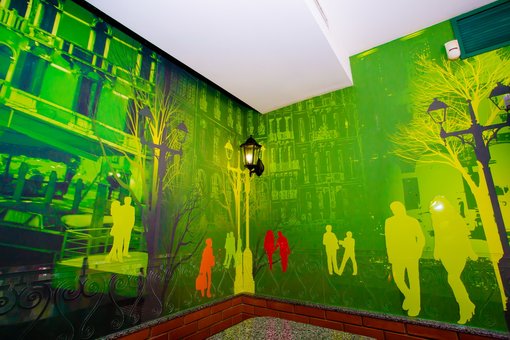 The interior in the pizzeria "Celentano" in the Dnieper. Order at a discount
